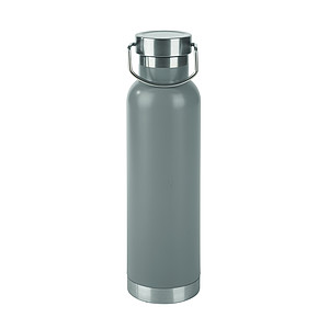 Dvoustěnná nerezová láhev na pití, 650ml, šedá - reklamní předměty