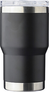Dvoustěnný cestovní hrnek z recyklované nerezové oceli 350 ml, černá - termohrnek s vlastním potiskem