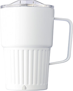 Dvoustěnný cestovní hrnek z recyklované nerezové oceli 450 ml, bílá