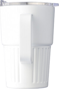 Dvoustěnný cestovní hrnek z recyklované nerezové oceli 450 ml, bílá