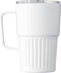 Dvoustěnný cestovní hrnek z recyklované nerezové oceli 450 ml, bílá