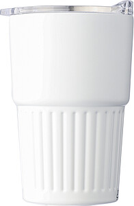 Dvoustěnný cestovní hrnek z recyklované nerezové oceli 450 ml, bílá