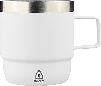Dvoustěnný hrnek z recyklované nerezové oceli, 180 ml, bílá