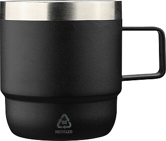 Dvoustěnný hrnek z recyklované nerezové oceli, 180 ml, černá - reklamní hrnky