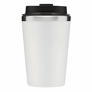 Dvouvrstvý termohrnek s víčkem, 350ml, uvnitř nerezový, zvenku plastový, bílý