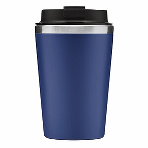 Dvouvrstvý termohrnek s víčkem, 350ml, uvnitř nerezový, zvenku plastový, modrý