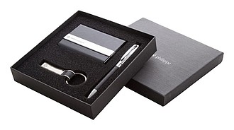 Elegantní set André Philippe s kuličkovým perem s černou náplní, vizitkářem a klíčenkou - reklamní předměty