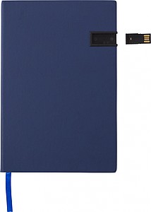 ENZO Zápisník A5, 96 linkovaných stran s 16GB USB, modrý