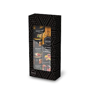 EXODÁR - dárková sada čajů Tropické ovoce 55 g a Exotická směs 55 g, zázvoru v medu 68 g a ovoce na limonádu Marakuja a Mango 0,25l - reklamní předměty