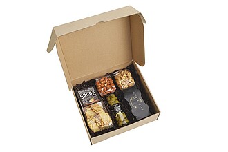 FESTIV Dárková sada - 2 x paštika iberico, zelené olivy, gouda sušenky, kešu, arašídy - reklamní předměty