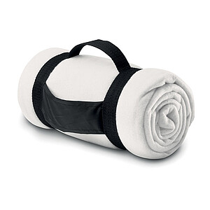 Fleecová deka s popruhem, bílá