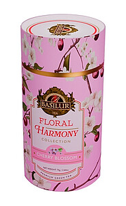 FLORAL Basilur Floral Harmony Cherry Blossom papír 75 g - zelený čaj, ochucený, aromatizovaný, sypaný - reklamní předměty