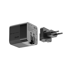 GaN adaptér 65W se svinovacím kabelem UrbanVitamin, černá