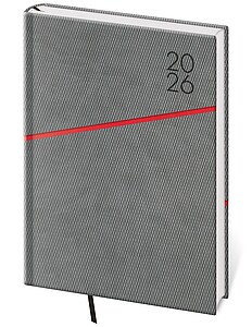 Grife 2026, denní diář A5, šedo červený - reklamní kalendáře
