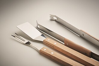 Grilovací set z dubového dřeva, světle hnědá