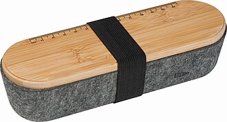 GUMARA Pouzdro na pera z recyklované plsti, s víčkem sloužícím jako stojánek na mobil a pravítko - reklamní předměty