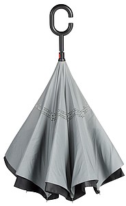 Holový deštník, automatický s opačným otvíráním, černo šedý