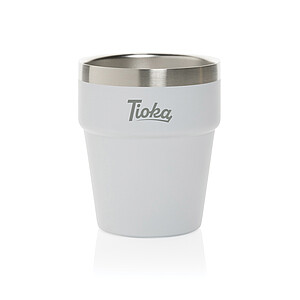 Hrnek s dvojitou stěnou, 300ml, recyklovaná ocel, bílý