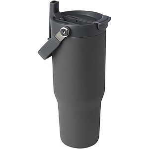 Hrnek s vakuovou a měděnou izolací 900 ml z recyklované nerezové oceli s víčkem s dvojitou funkcí, šedá