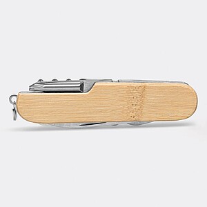 Kapesní nůž s 11 funkcemi, bambusová rukojeť