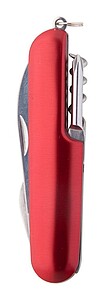 Kapesní nůž z nerezové oceli s 8 funkcemi, červená