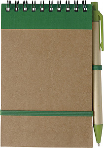 KARIOL Linkovaný poznámkový blok s kuličkovým perem a gumičkou, 70 stran, zelená