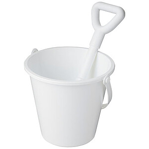 Kbelík a lopatka na písek z recyklovaného plastu, bílé