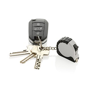 Klíčenka s 1m metrem MeasureMate z RCS recyklovaného ABS, bílá