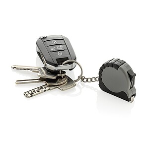 Klíčenka s 1m metrem MeasureMate z RCS recyklovaného ABS, šedá