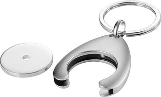 Klíčenka s mincí do nákupního vozíku, stříbrná