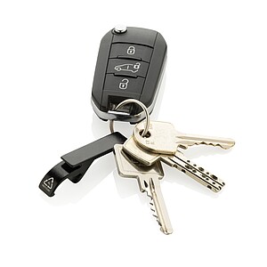 Klíčenka s otvírákem z RCS recyklovaného hliníku, černá