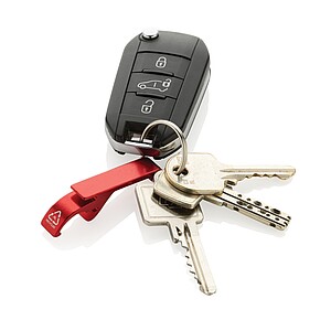 Klíčenka s otvírákem z RCS recyklovaného hliníku, červená