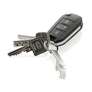 Klíčenka s otvírákem z RCS recyklovaného hliníku, stříbrná