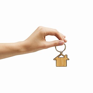 Klíčenka ve tvaru domečku, hnědá