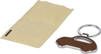 Klíčenka z recyklované kůže, hnědá
