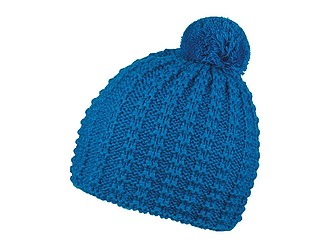 KORNELA Pletená zimní čepice s bambulí ve stejné barvě, královská modrá - reklamní čepice