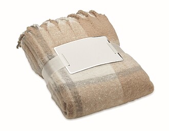 Kostkovaná mohérová deka, béžová - deka s vlastním potiskem