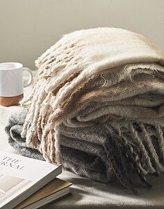 Kostkovaná mohérová deka, béžová