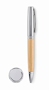 Kovové twist kuličkové pero v tubě, světle hnědá