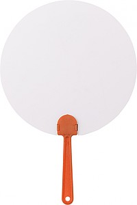 Kulatý plastový vějíř s oranžovým madlem - reklamní předměty
