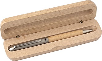 Kuličkové pero s modrou náplní v bambusovém obalu - reklamní předměty