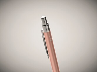 Kuličkové pero z recyklovaného hliníku, s modrou náplní, světlá růžová