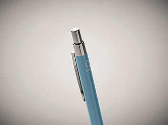 Kuličkové pero z recyklovaného hliníku, s modrou náplní, tyrkysová