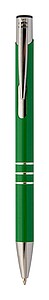 Kuličkové pero z recyklovaného hliníku s modrou náplní, zelená