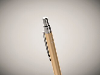 Kuličkové pero z recyklovaného hliníku, s modrou náplní, zlatá