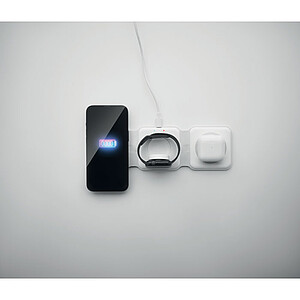 KYNTORA Skládací plastová nabíječka 3v1, 3 nabíjecí plochy, bílá