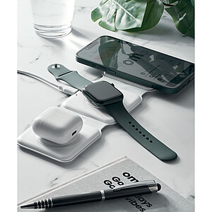 KYNTORA Skládací plastová nabíječka 3v1, 3 nabíjecí plochy, bílá