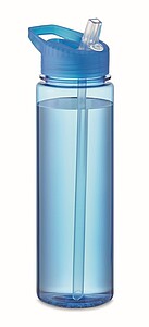 Láhev na pití s brčkem, 650ml, Tritan Renew, transparentní modrá