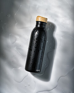 Láhev na pití z recyklované oceli, 600ml, černá