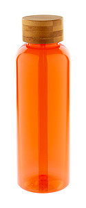 Láhev na pití z RPET s bambusovým víčkem, 500ml, oranžová - ekologické reklamní předměty